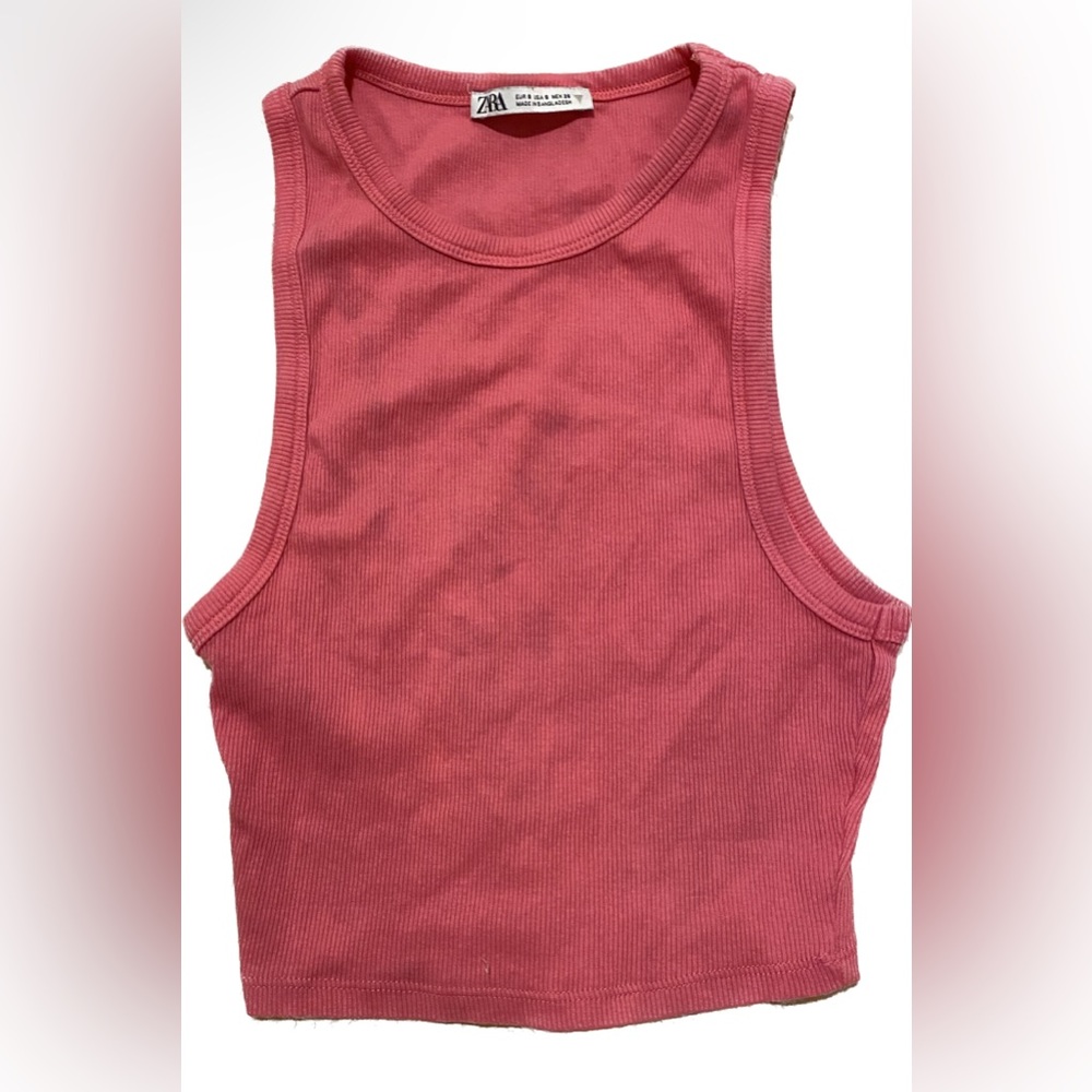 Zara ribbed pink tank top